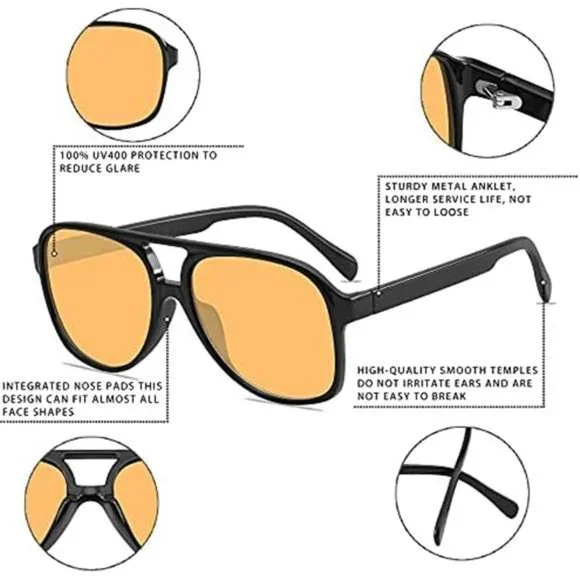 Classic Vintage Aviator Sunglasses for Women - Large Retro Frames - Picture 4 of 4